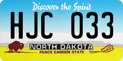 ND license plate HJC033