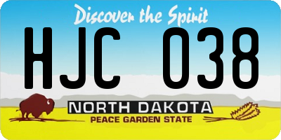 ND license plate HJC038