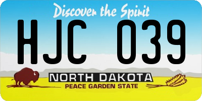 ND license plate HJC039