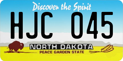 ND license plate HJC045