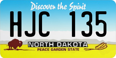 ND license plate HJC135