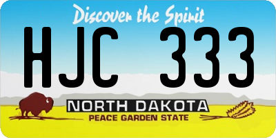 ND license plate HJC333