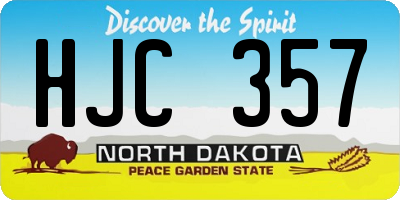 ND license plate HJC357