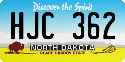 ND license plate HJC362