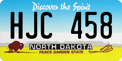 ND license plate HJC458