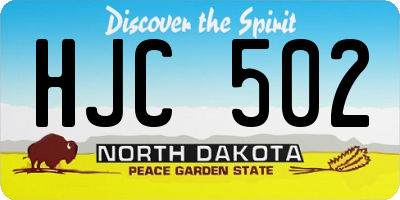 ND license plate HJC502