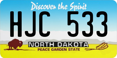 ND license plate HJC533