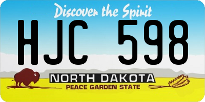 ND license plate HJC598