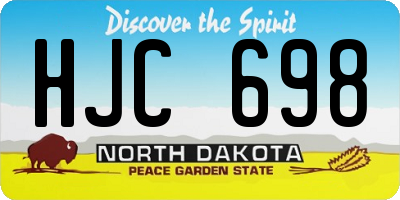 ND license plate HJC698