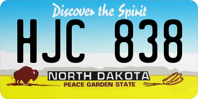 ND license plate HJC838