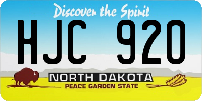 ND license plate HJC920