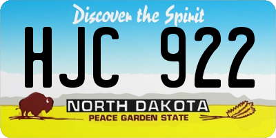 ND license plate HJC922