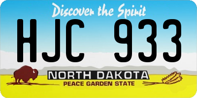 ND license plate HJC933