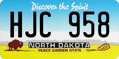 ND license plate HJC958