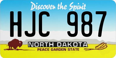 ND license plate HJC987