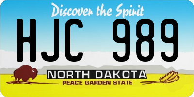 ND license plate HJC989