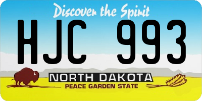 ND license plate HJC993