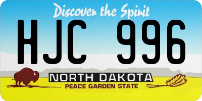 ND license plate HJC996