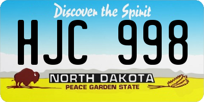 ND license plate HJC998