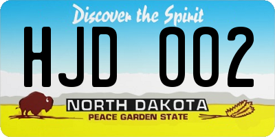 ND license plate HJD002
