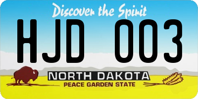 ND license plate HJD003
