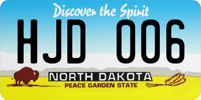 ND license plate HJD006