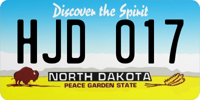 ND license plate HJD017