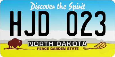 ND license plate HJD023