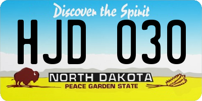 ND license plate HJD030