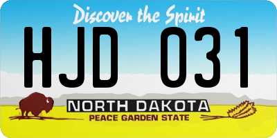 ND license plate HJD031
