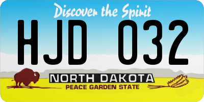 ND license plate HJD032