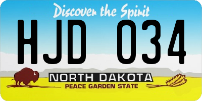 ND license plate HJD034