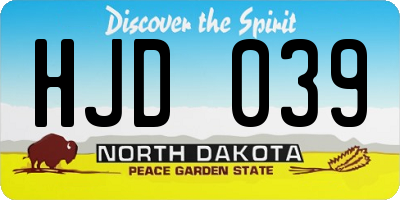 ND license plate HJD039