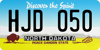 ND license plate HJD050