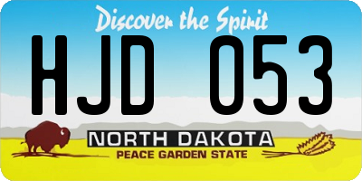 ND license plate HJD053