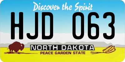 ND license plate HJD063