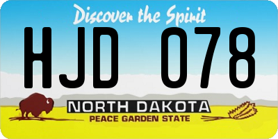 ND license plate HJD078