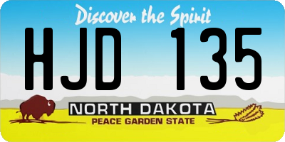 ND license plate HJD135