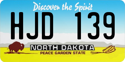 ND license plate HJD139