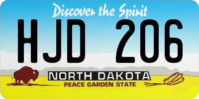 ND license plate HJD206