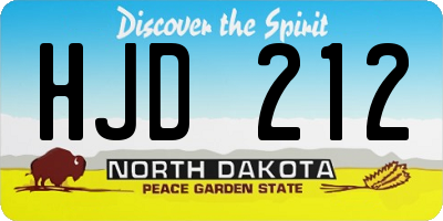 ND license plate HJD212