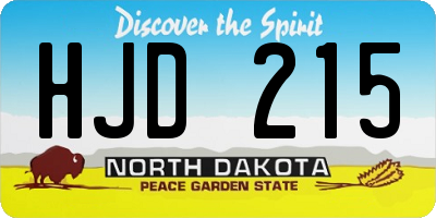 ND license plate HJD215