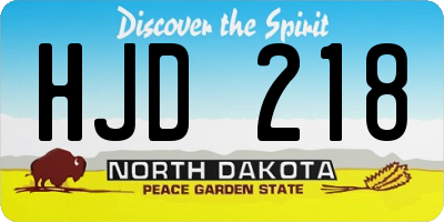 ND license plate HJD218