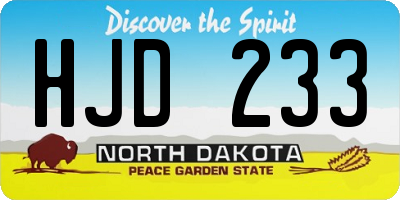 ND license plate HJD233