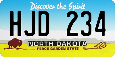 ND license plate HJD234