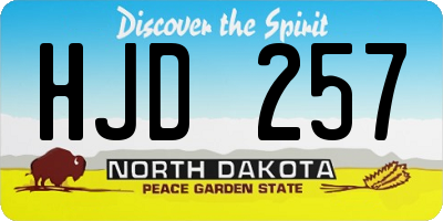 ND license plate HJD257