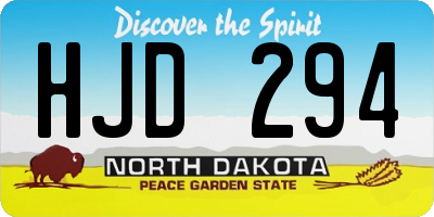 ND license plate HJD294