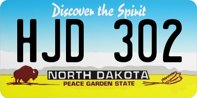 ND license plate HJD302