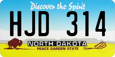 ND license plate HJD314