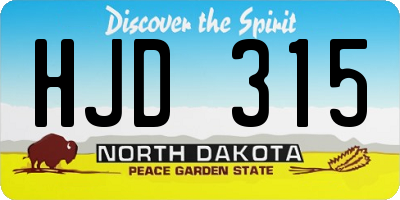 ND license plate HJD315